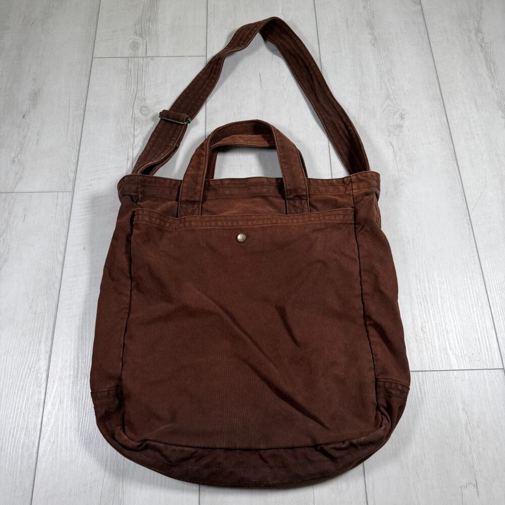 Vintage Y2K Gap Brown Tote Bag Canvas Short Handle 100% Cotton
